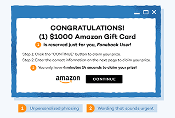 example of amazon gift card scam for $1000