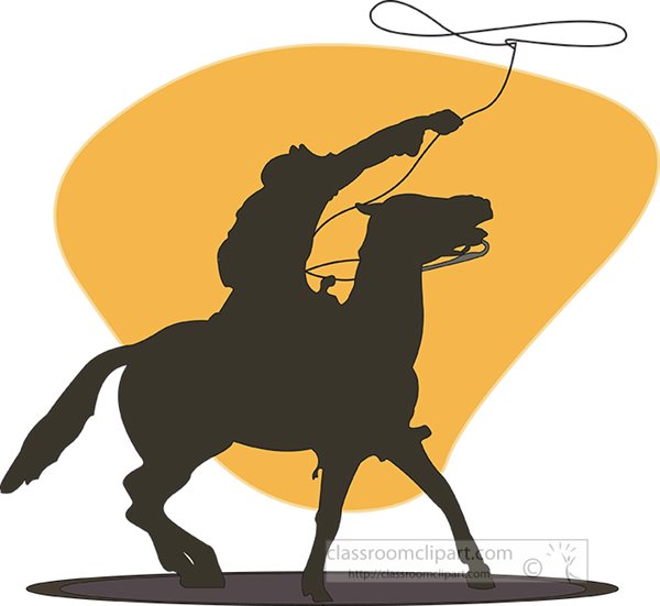 Cowboy on horse throwing lasso