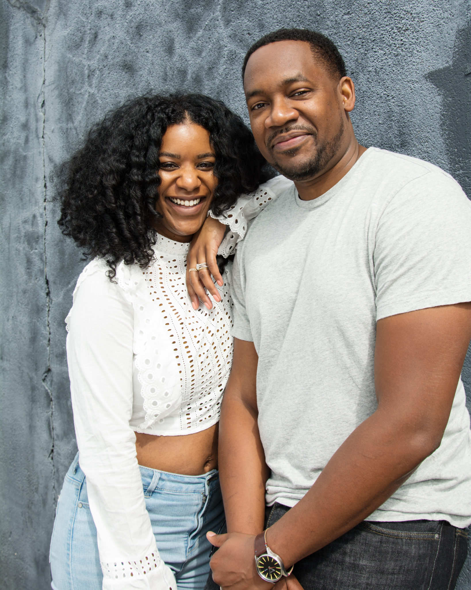kiersten and julien saunders standing together in casual clothing