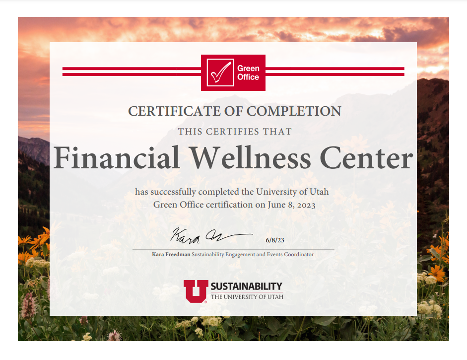 the financial wellness center is a certified green office